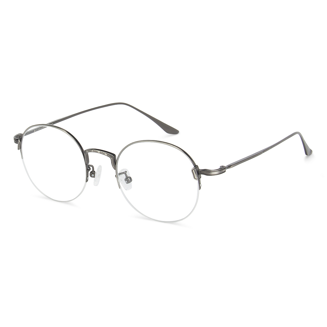 John Jacobs Online Gunmetal Half Rim Round left side
