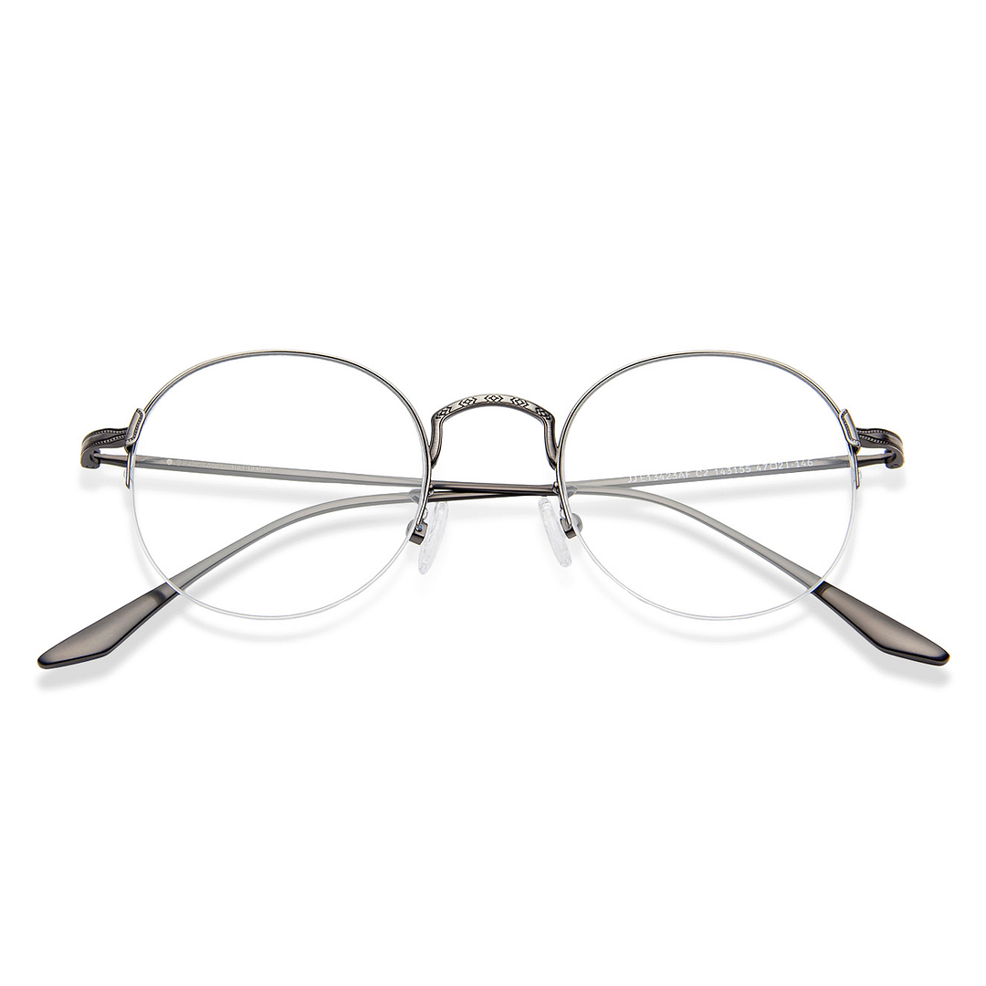 John Jacobs Online Gunmetal Half Rim Round left side