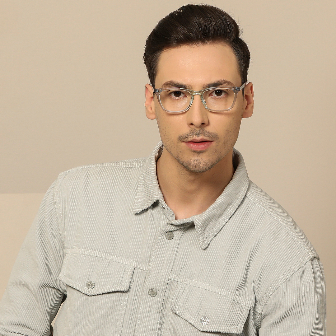 John Jacobs Online Green Transparent Full Rim Rectangle left side