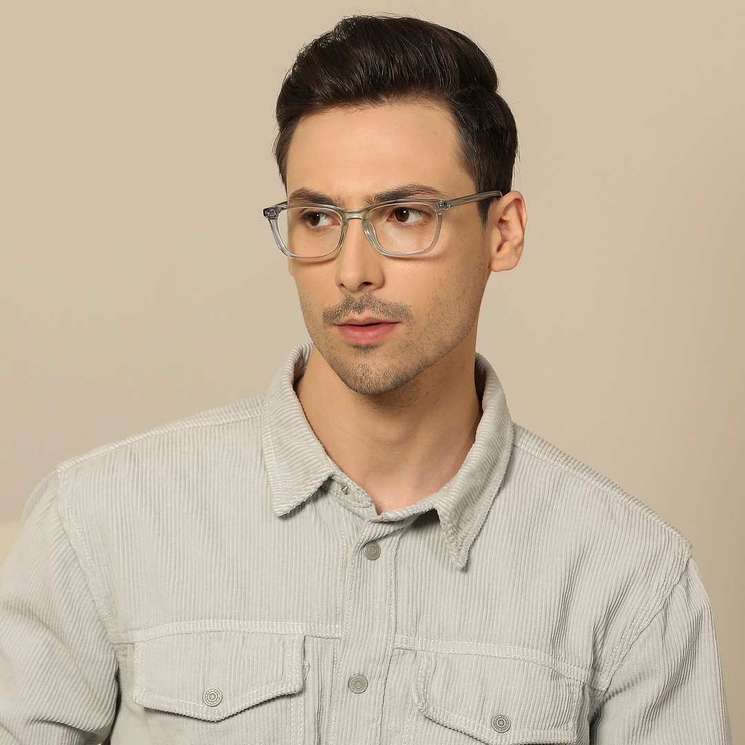 John Jacobs Online Green Transparent Full Rim Rectangle right side