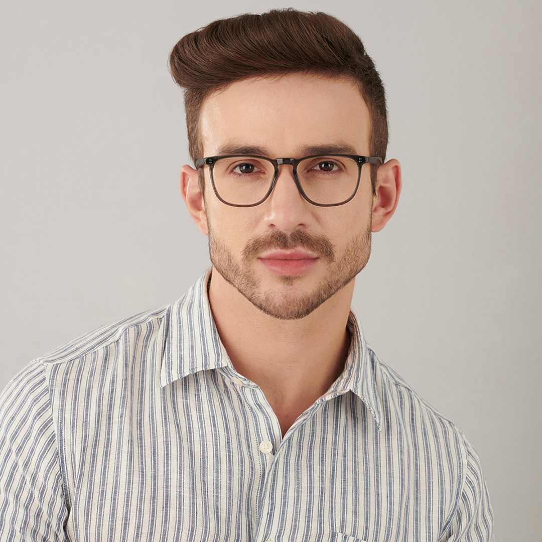 John Jacobs Online Gray Transparent Full Rim Square right side