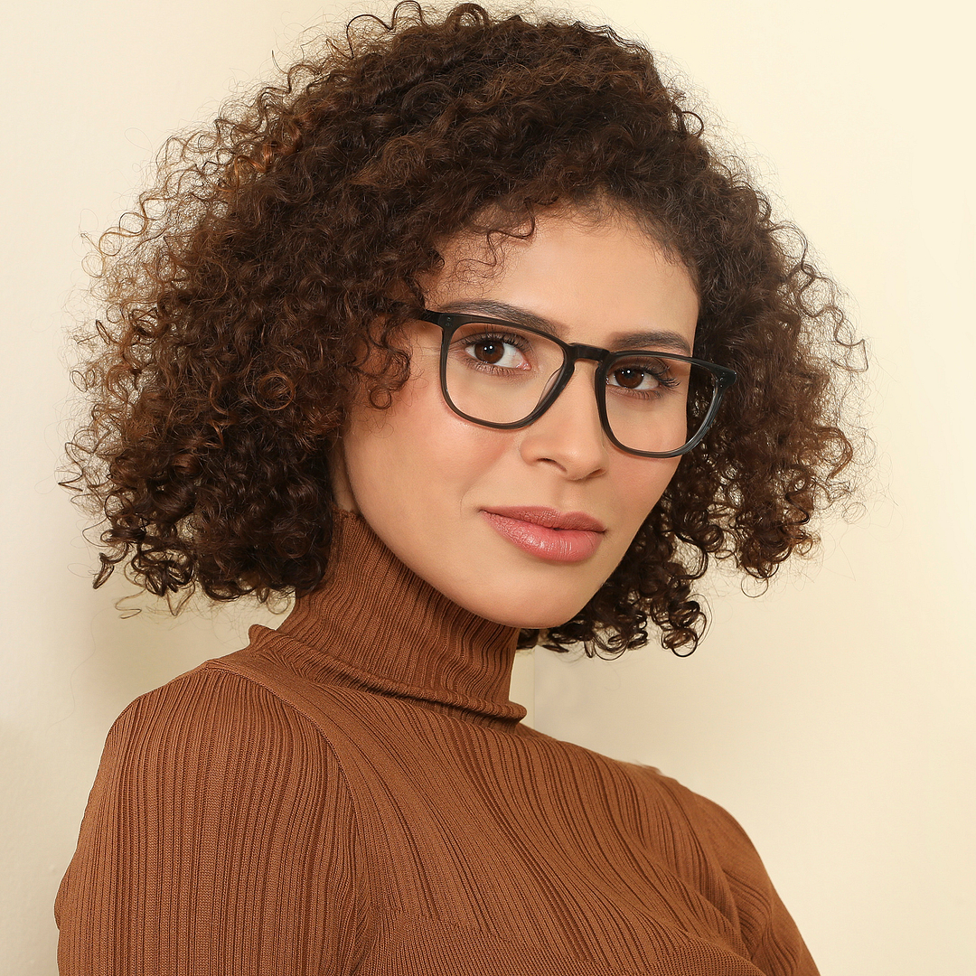 John Jacobs Online Gray Transparent Full Rim Square right side