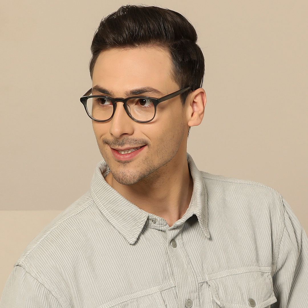 John Jacobs Online Gray Transparent Full Rim Round left side