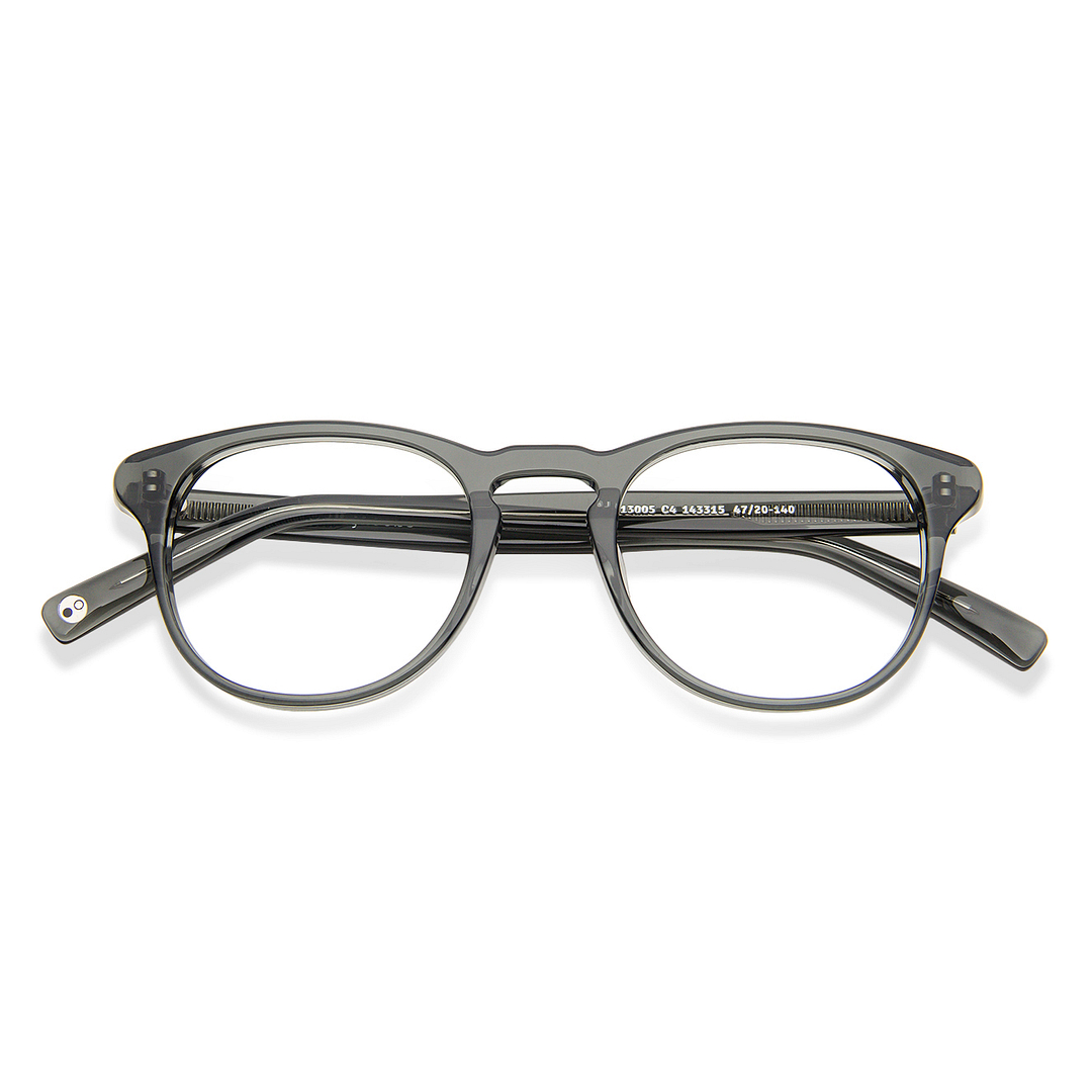 John Jacobs Online Gray Transparent Full Rim Round left side