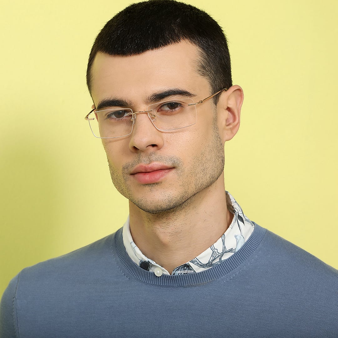 John Jacobs Gold Rimless Rectangle right side