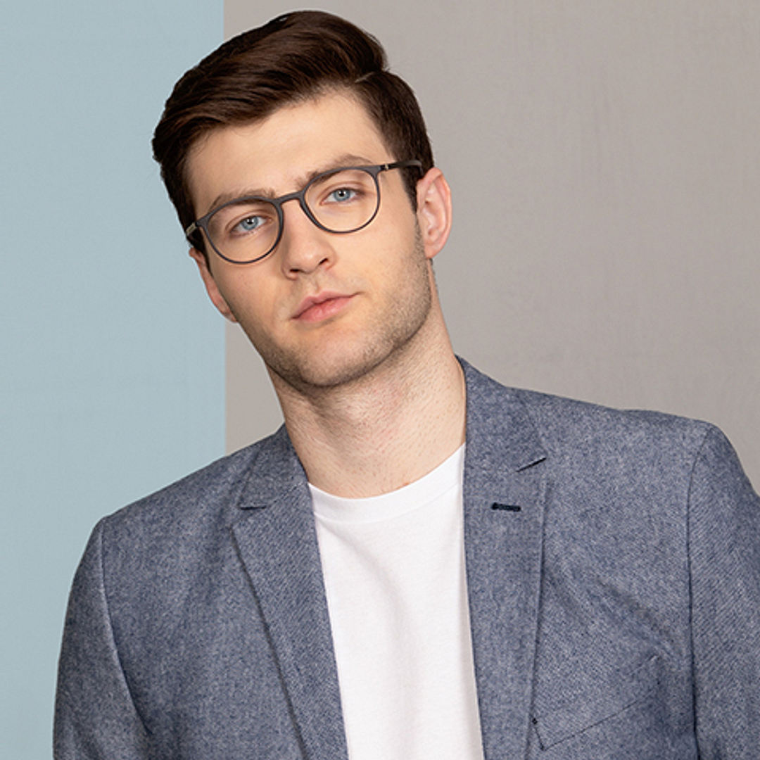 John Jacobs Gray Full Rim Round left side