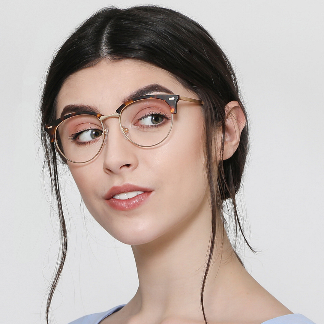 John Jacobs Screen Glasses Gold Full Rim Clubmaster right side