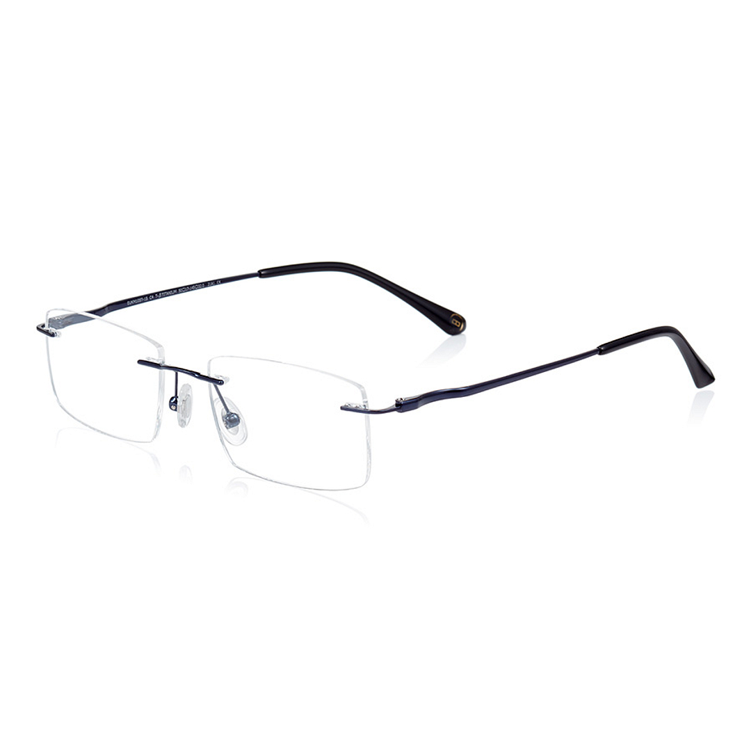K.moriyama Navy Blue Full Rim Rectangle left side