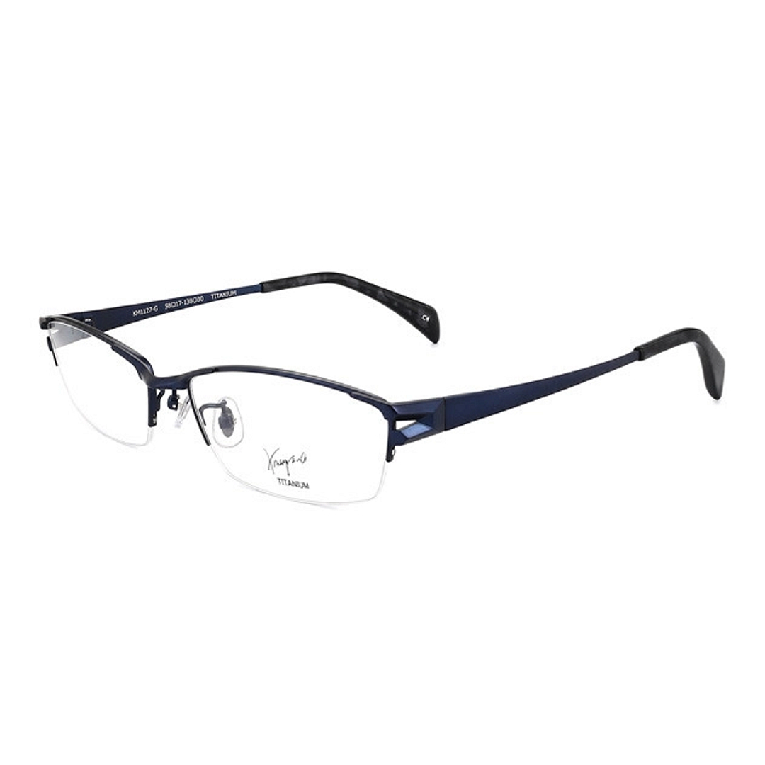 K.moriyama Navy Half Rim Rectangle left side