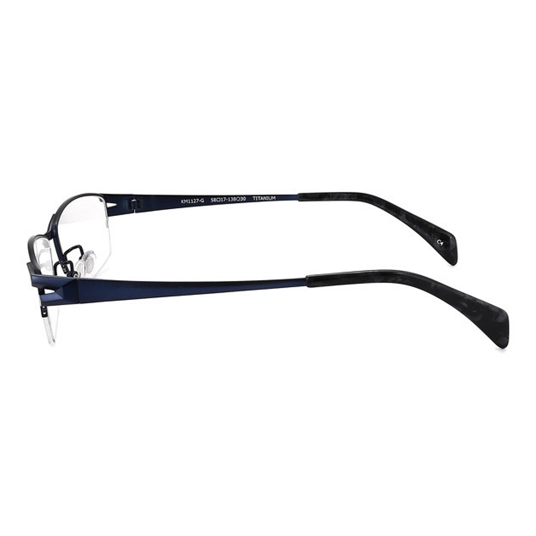 K.moriyama Navy Half Rim Rectangle left side