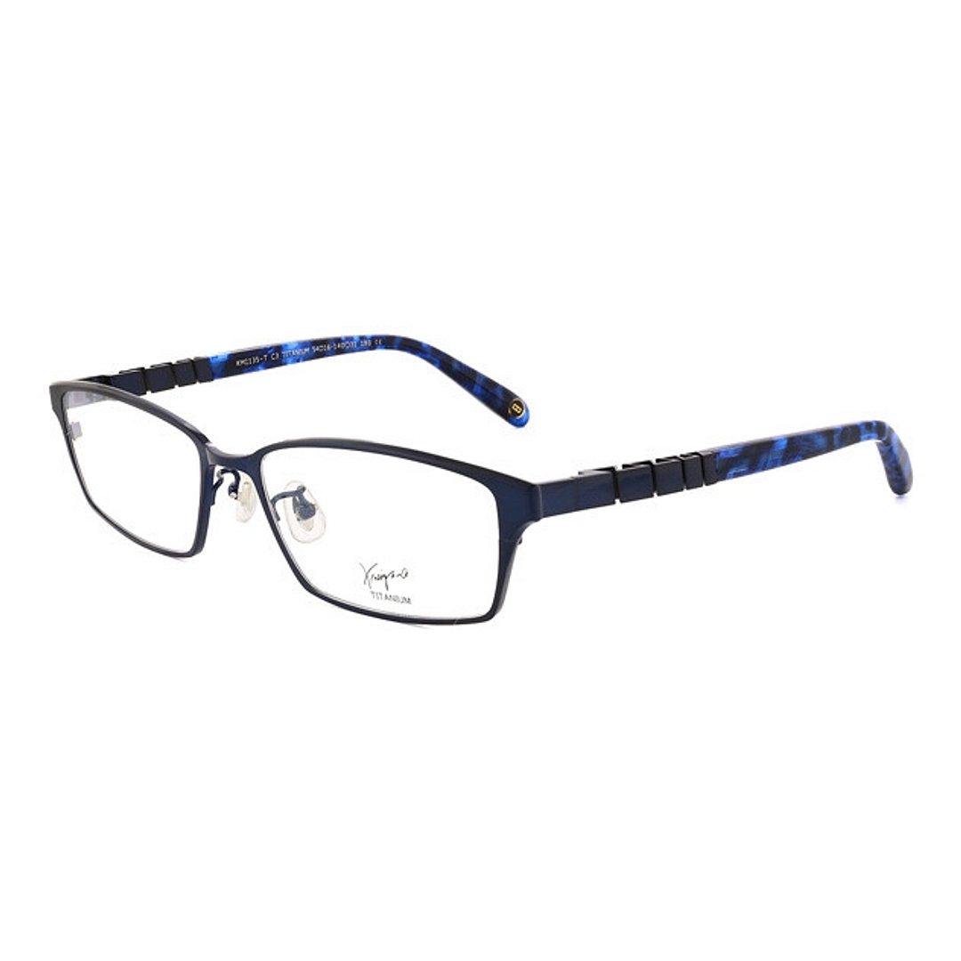 K.moriyama Navy Blue Full Rim Rectangle left side