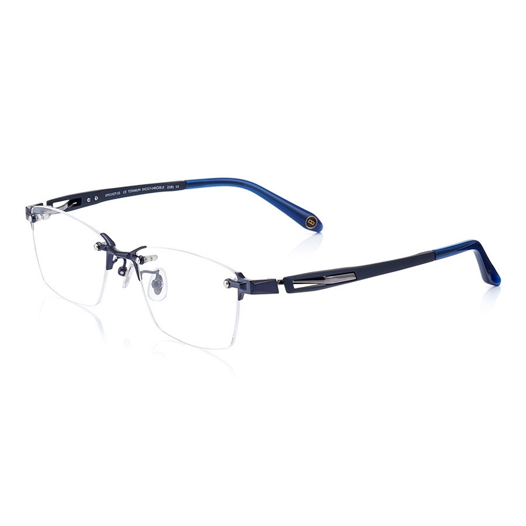 K.moriyama Navy Blue Full Rim Rectangle left side