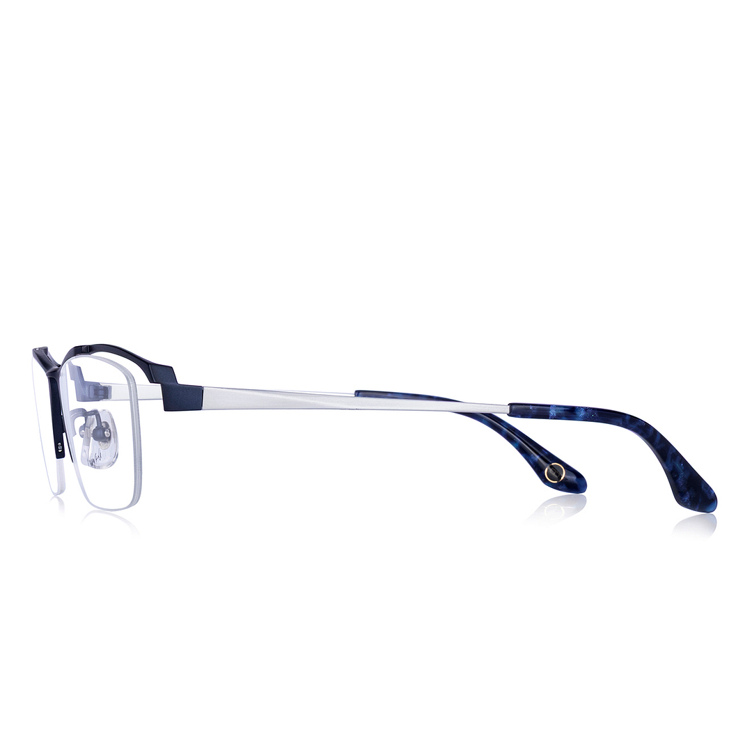 K.moriyama Navy Blue Full Rim Rectangle left side