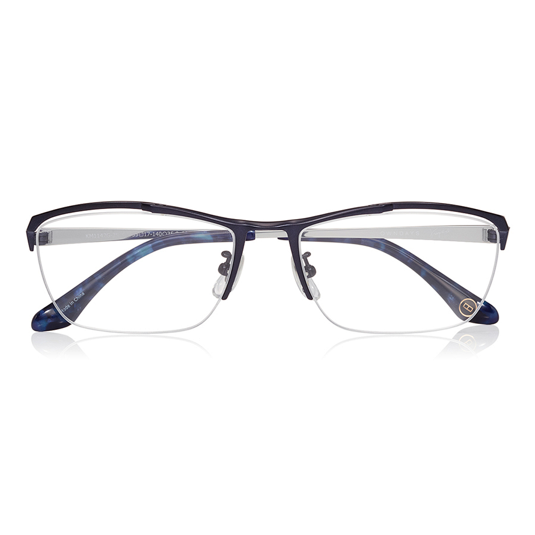 K.moriyama Navy Blue Full Rim Rectangle right side
