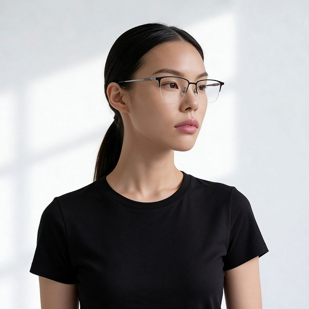 K.moriyama Dark Gun Half Rim Rectangle right side