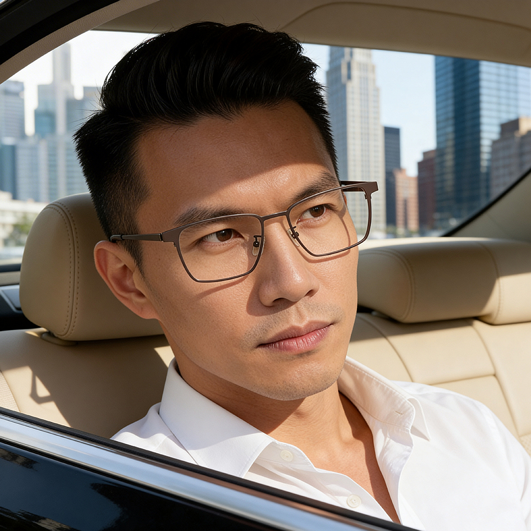 K.moriyama Matte Brown Full Rim Square right side
