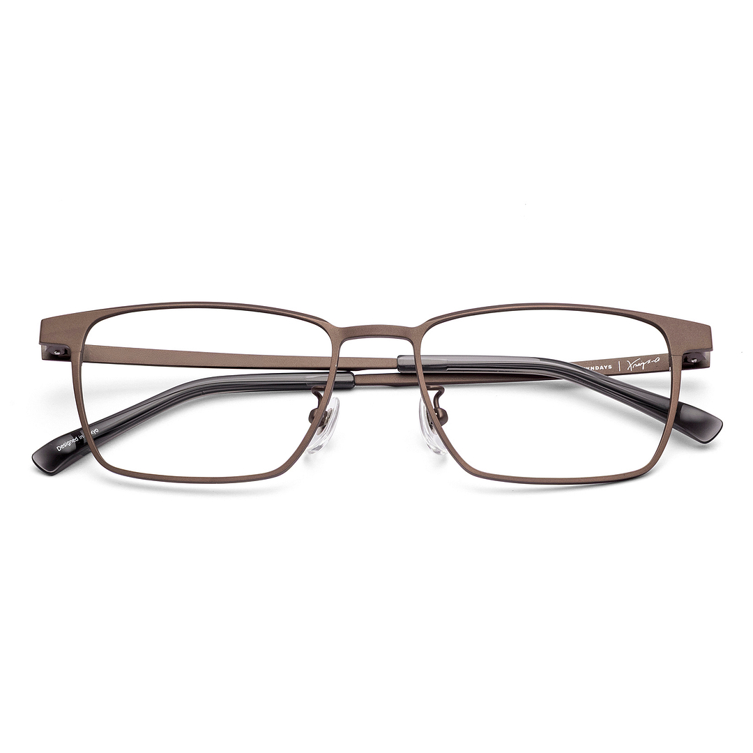 K.moriyama Matte Brown Full Rim Square left side