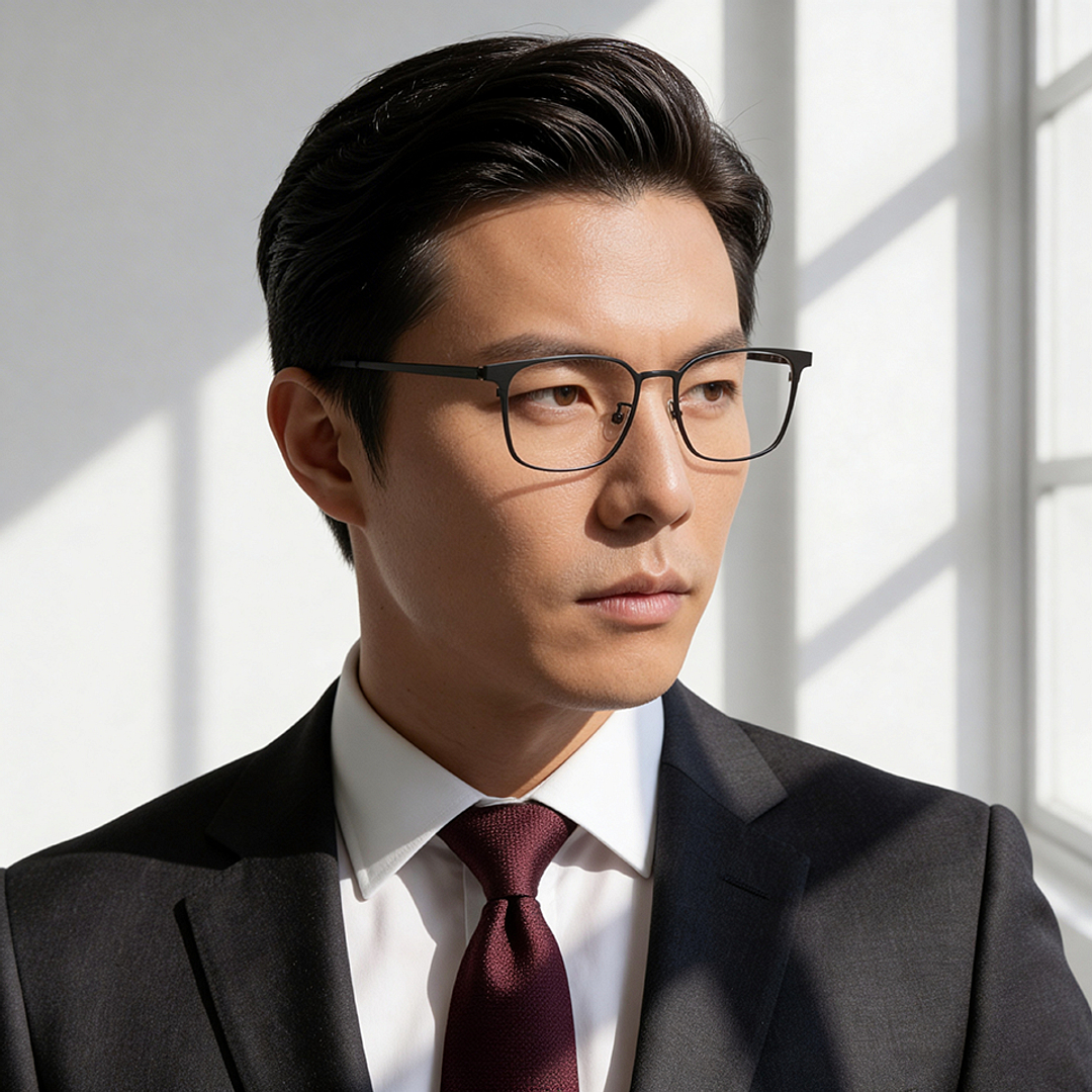 K.moriyama Matte Dark Gun Full Rim Square left side