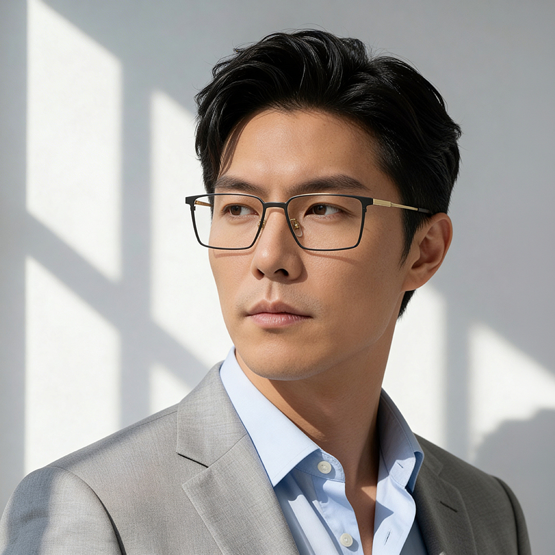 K.moriyama Matte Black Full Rim Square left side