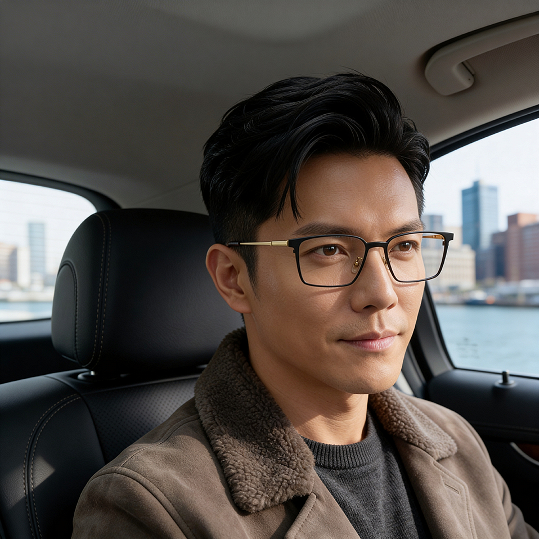 K.moriyama Matte Black Full Rim Square left side