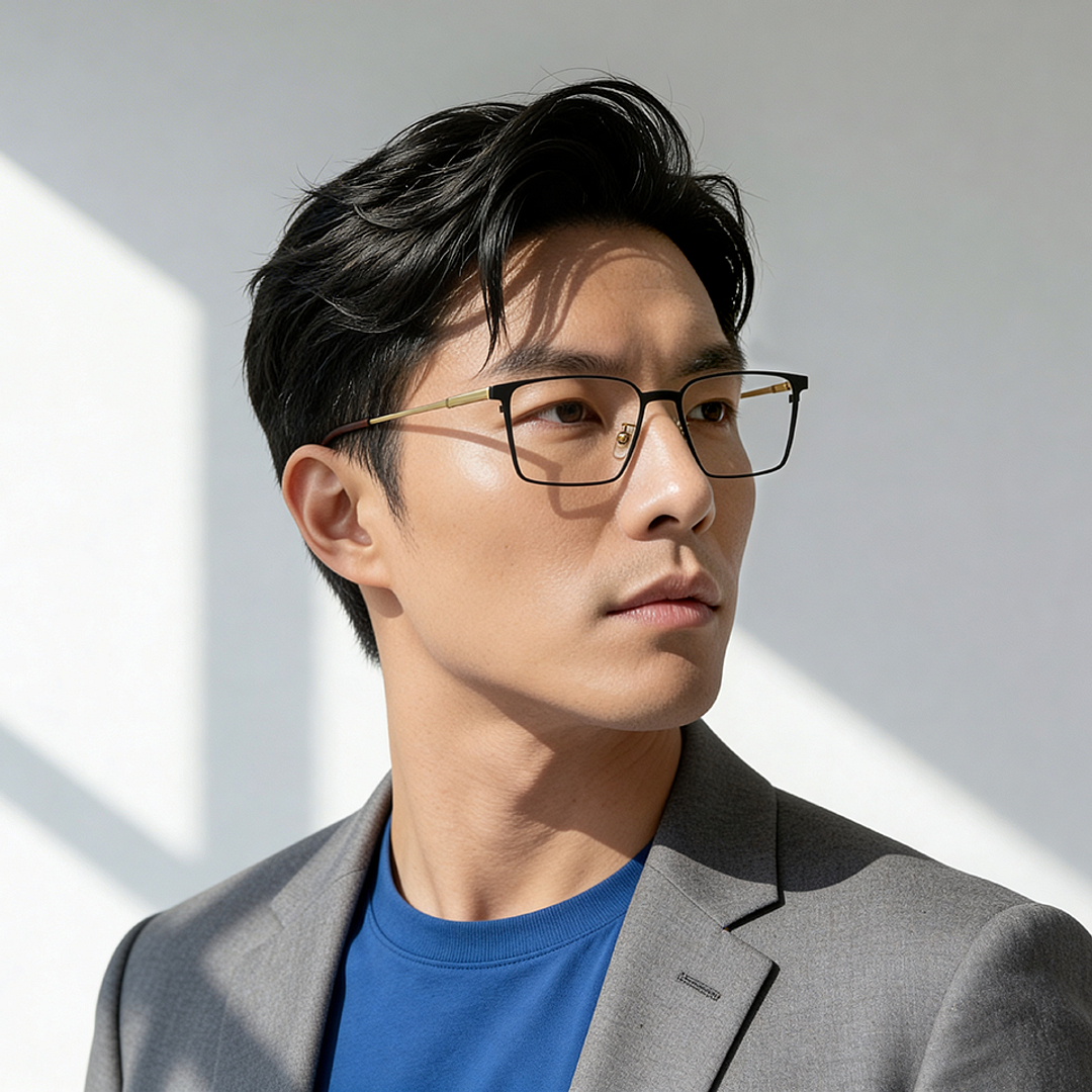 K.moriyama Matte Black Full Rim Square right side