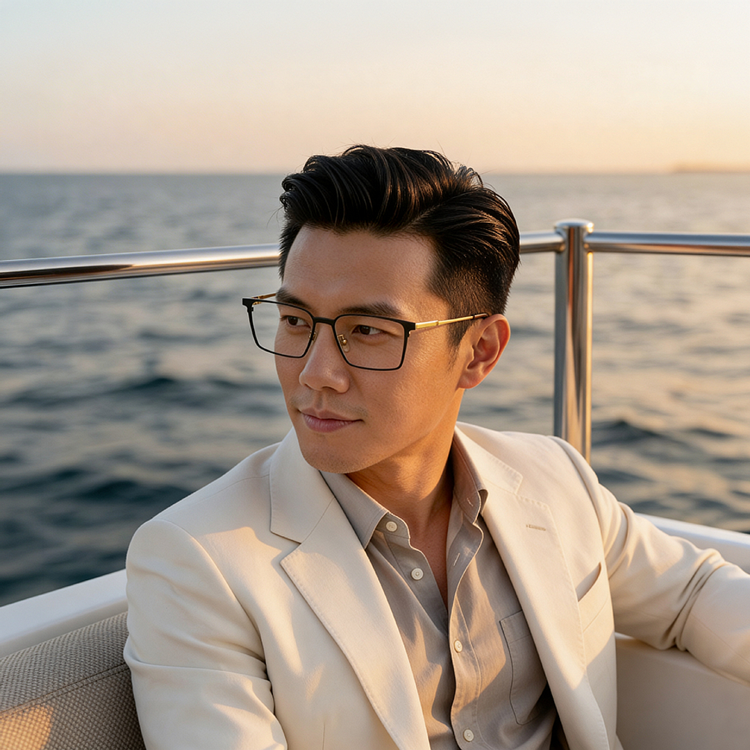 K.moriyama Matte Black Full Rim Square right side