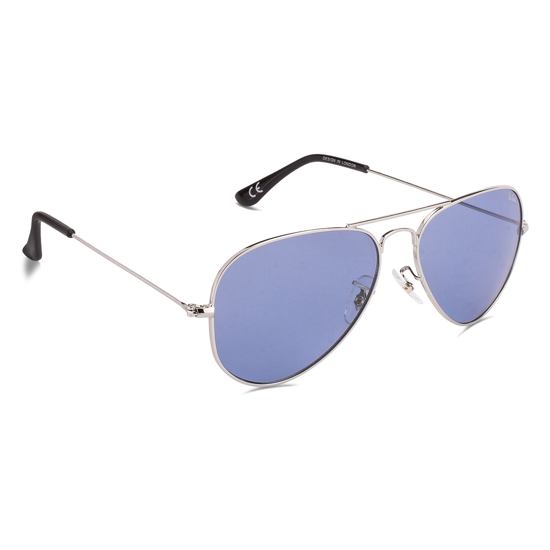 BRANDED Silver Full Rim Aviator left side