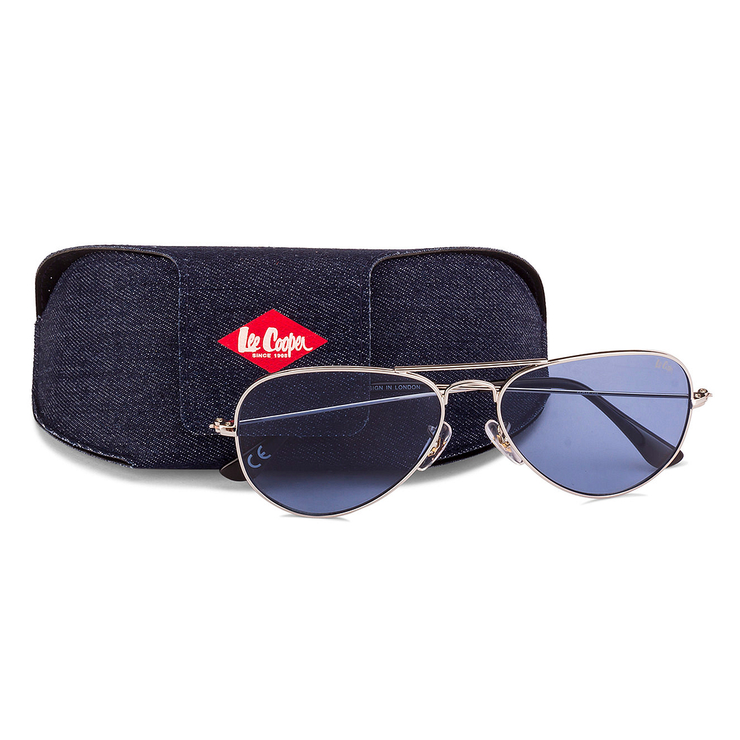 BRANDED Silver Full Rim Aviator left side