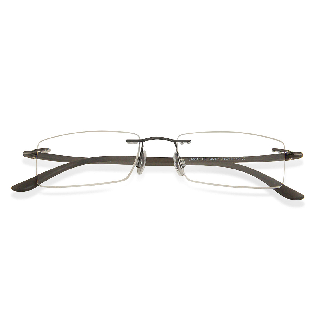Lenskart Air Online Mid Gunmetal Rimless Rectangle left side