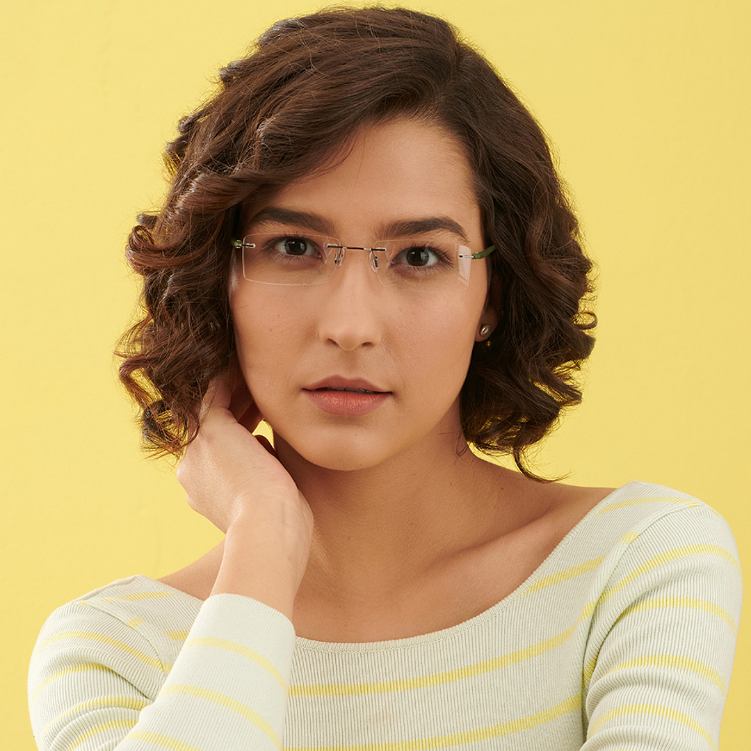 Lenskart Air Online Mid Gunmetal Rimless Rectangle right side
