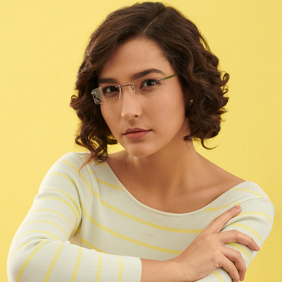 Lenskart Air Online Mid Gunmetal Rimless Rectangle left side