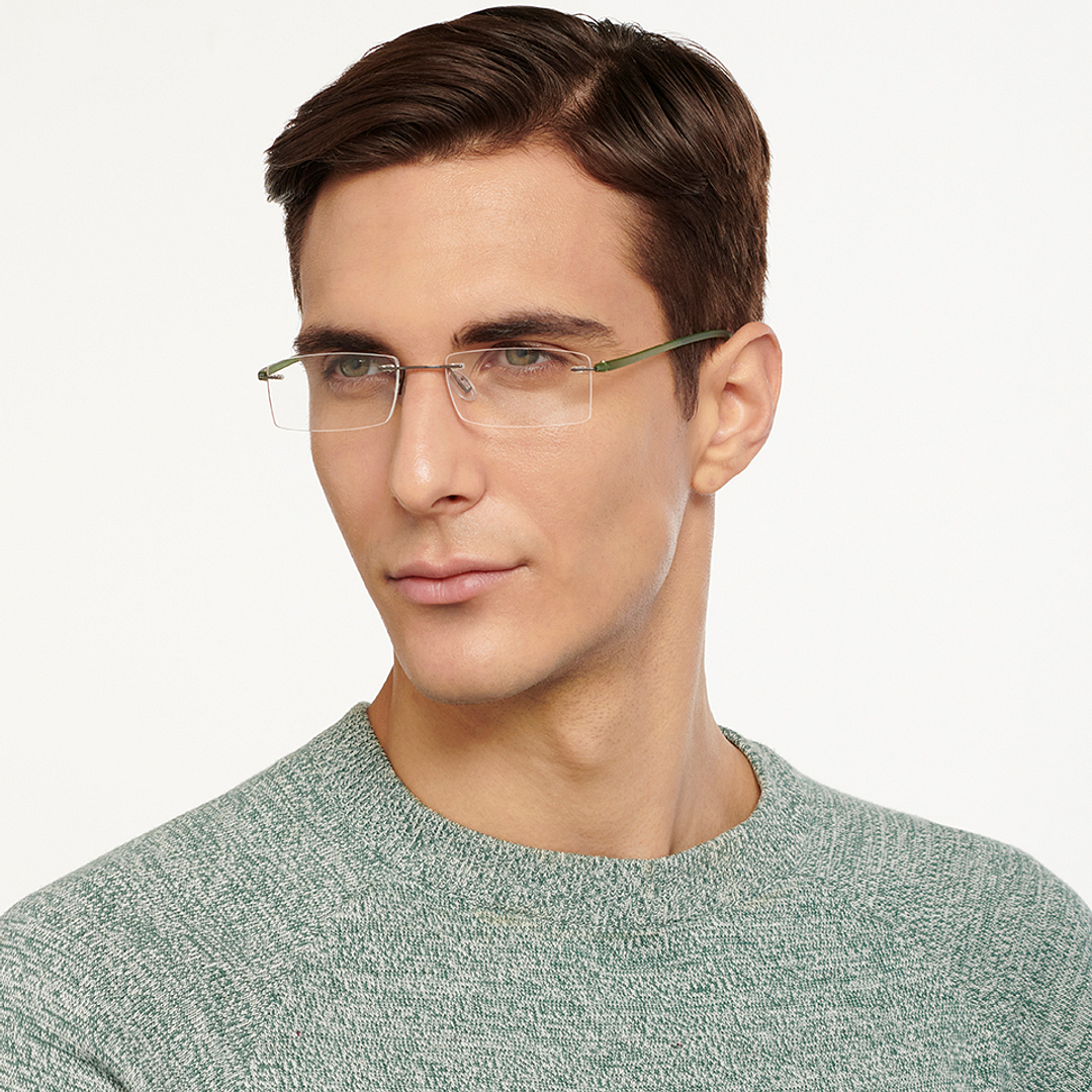 Lenskart Air Online Mid Gunmetal Rimless Rectangle left side
