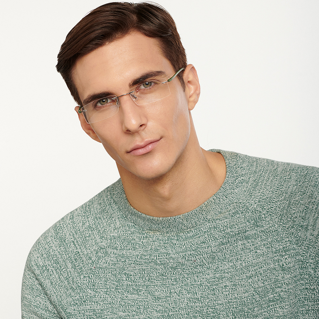 Lenskart Air Online Mid Gunmetal Rimless Rectangle right side