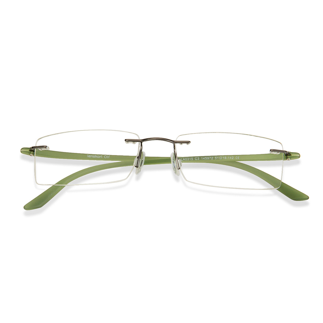 Lenskart Air Online Mid Gunmetal Rimless Rectangle left side