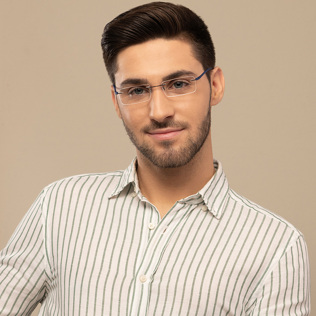 Lenskart Air Online Mid Gunmetal Rimless Rectangle left side