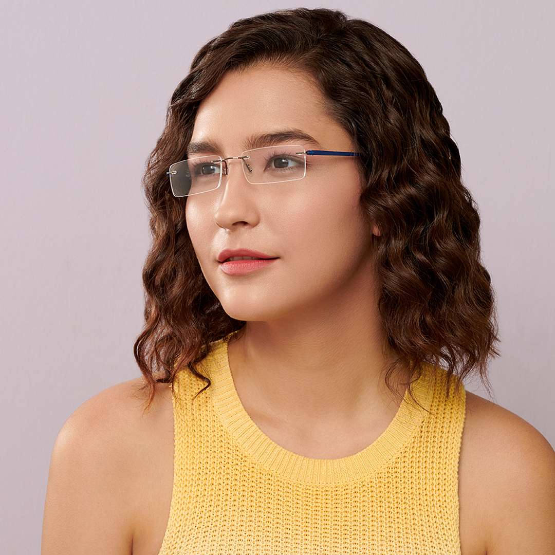 Lenskart Air Online Mid Gunmetal Rimless Rectangle left side