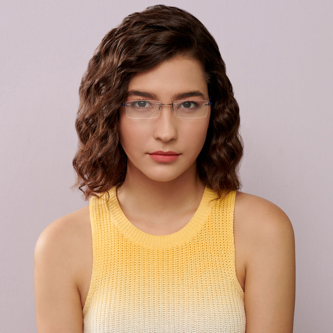 Lenskart Air Online Mid Gunmetal Rimless Rectangle right side