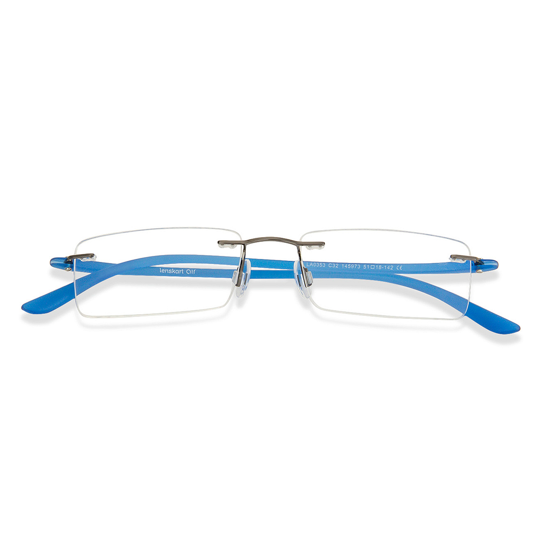 Lenskart Air Online Mid Gunmetal Rimless Rectangle left side