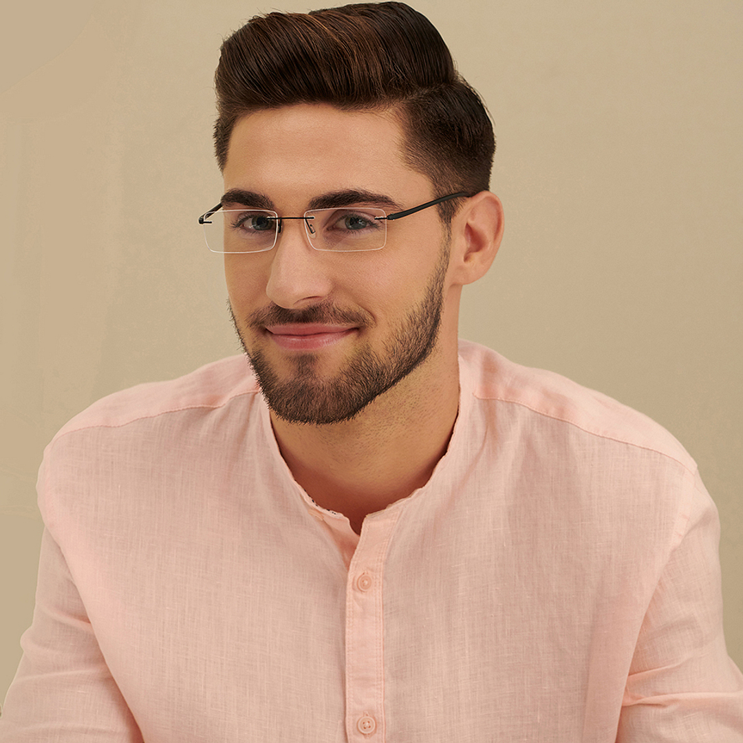 Lenskart Air Black Rimless Rectangle right side