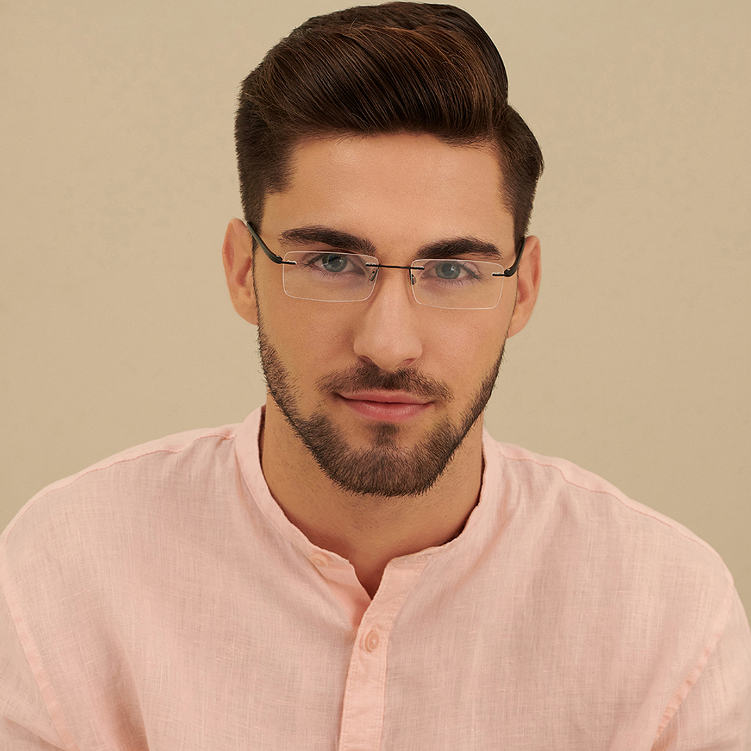 Lenskart Air Black Rimless Rectangle left side