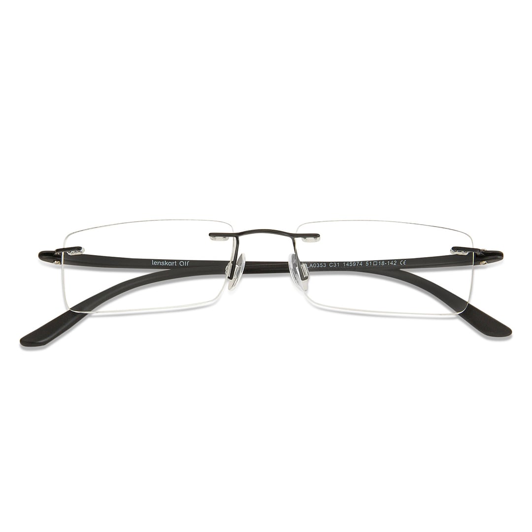 Lenskart Air Black Rimless Rectangle left side