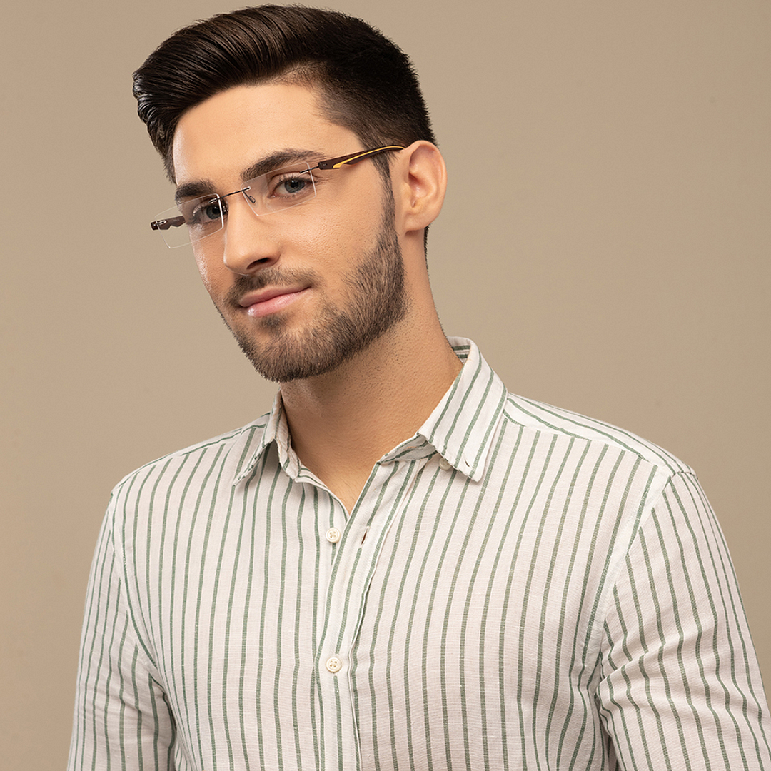 Lenskart Air Online Mid Gunmetal Rimless Rectangle left side