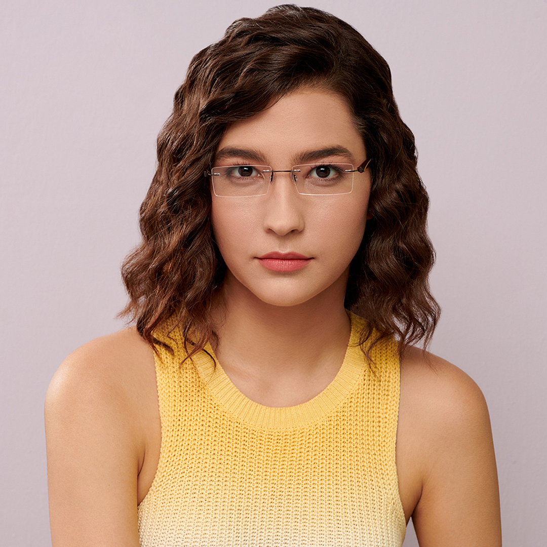 Lenskart Air Online Mid Gunmetal Rimless Rectangle right side