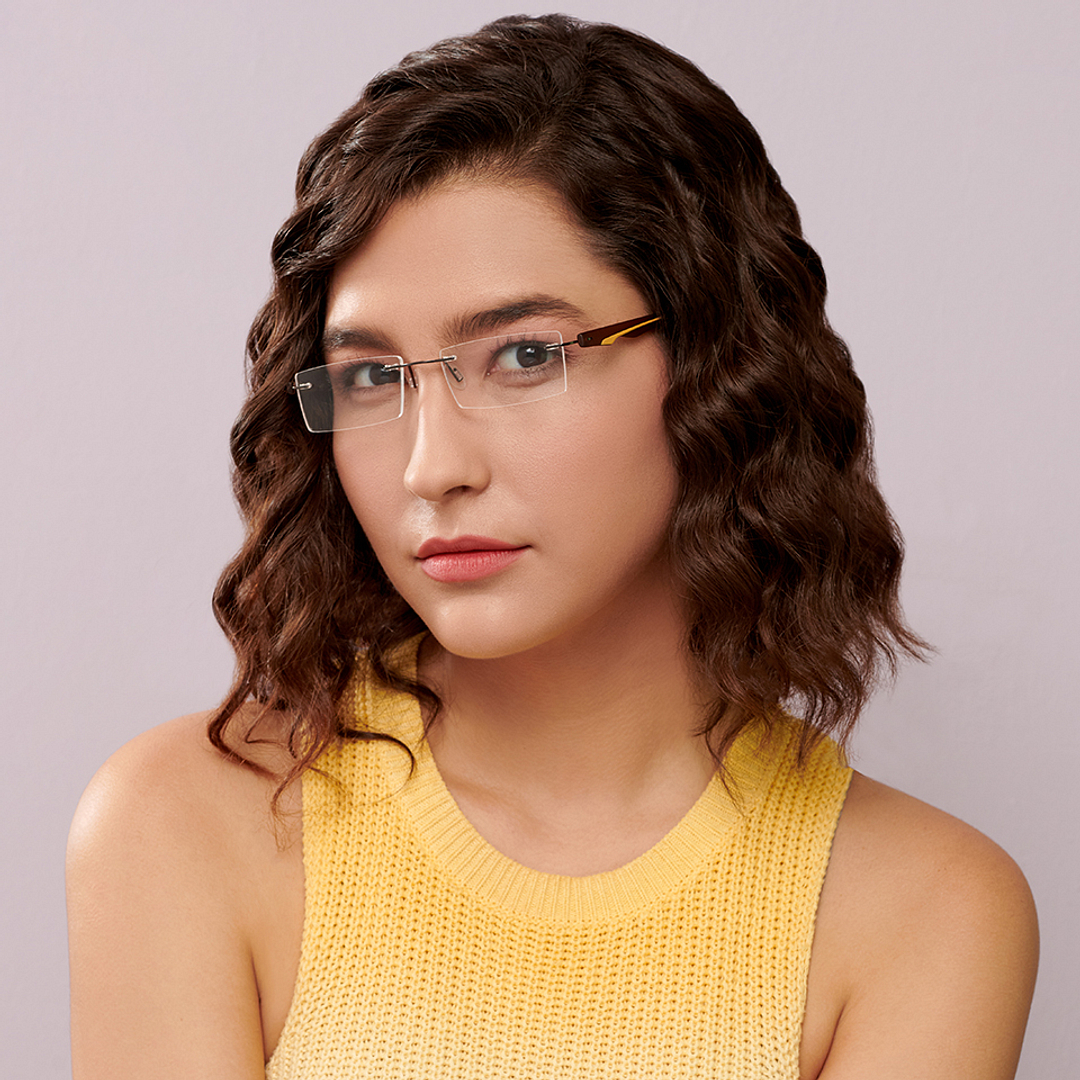 Lenskart Air Online Mid Gunmetal Rimless Rectangle left side