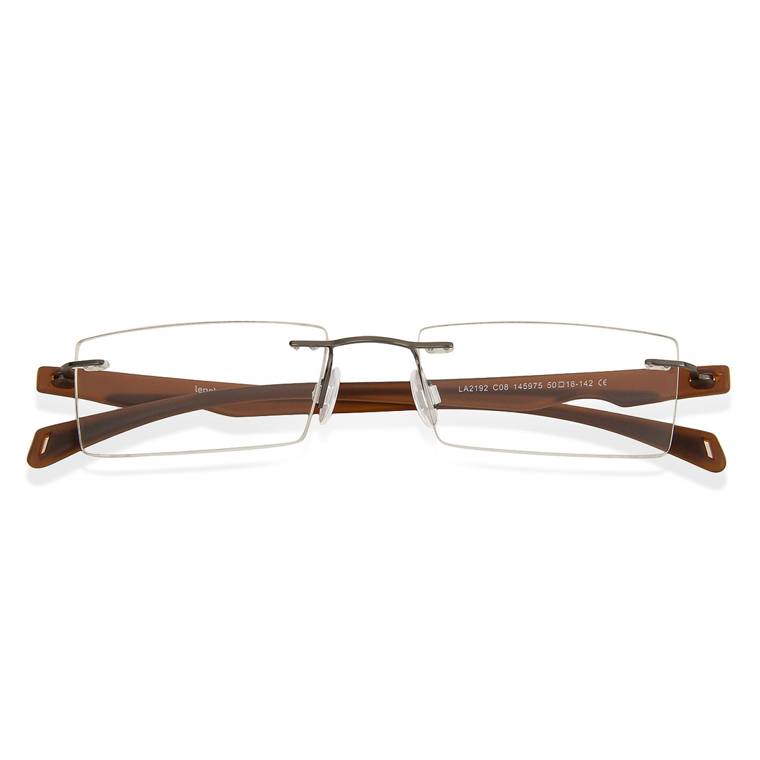 Lenskart Air Online Mid Gunmetal Rimless Rectangle left side