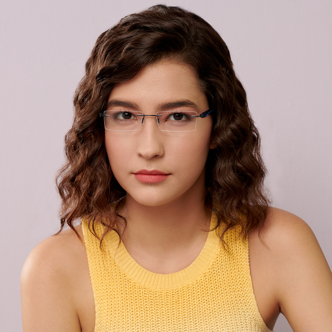 Lenskart Air Online Sky Blue Rimless Rectangle right side