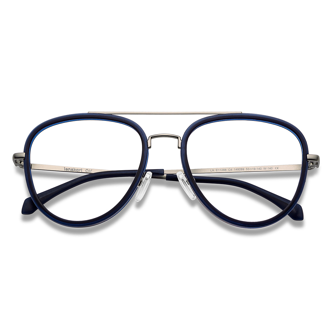 Lenskart Air Online Sky Blue Full Rim Aviator left side