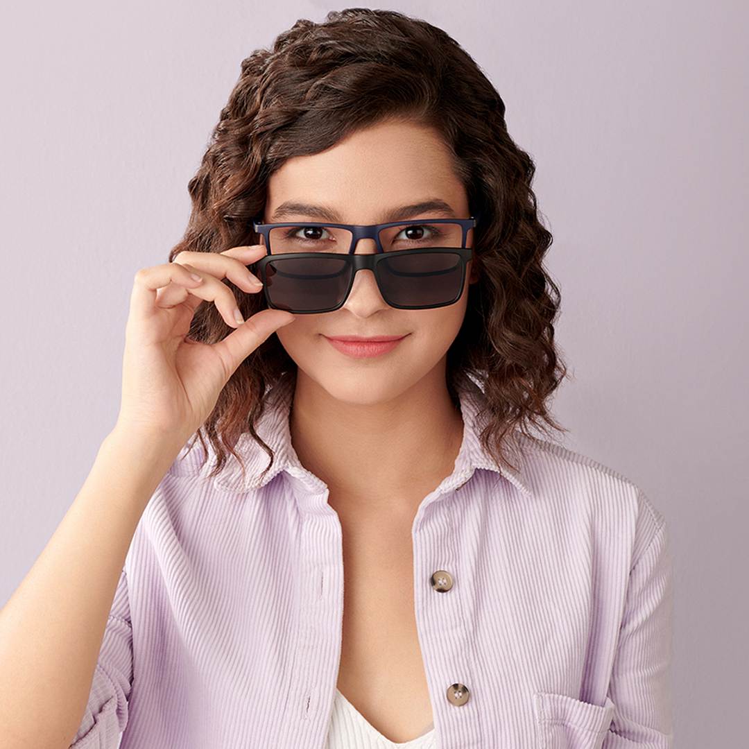 Lenskart Air Navy Blue Full Rim Rectangle left side