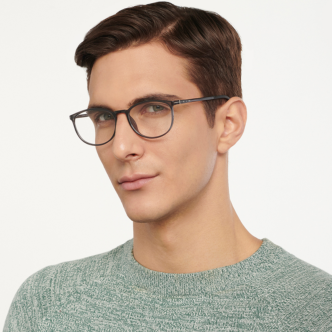 Lenskart Air Online Gray Transparent Full Rim Round left side