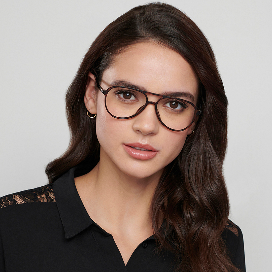 Lenskart Air Online Light Brown Full Rim Aviator left side